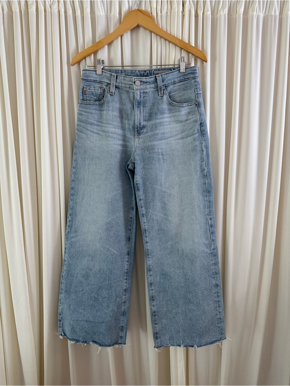 AG Saige Wide Leg Crop Jeans Light Blue High-Rise Size 27 - Picture 4 of 9